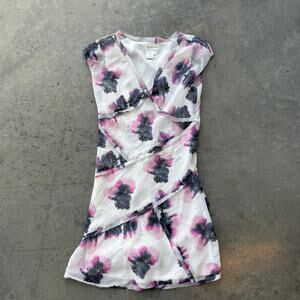 Vintage Y2k Max Studio Specialty Pink Black Abstract Tiered Mini Dress Small